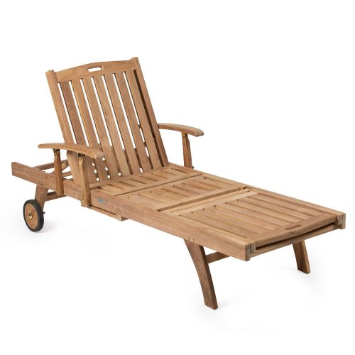 Scratch and Dent - Teak Reclining Lounger with Armrests - FINAL SALE