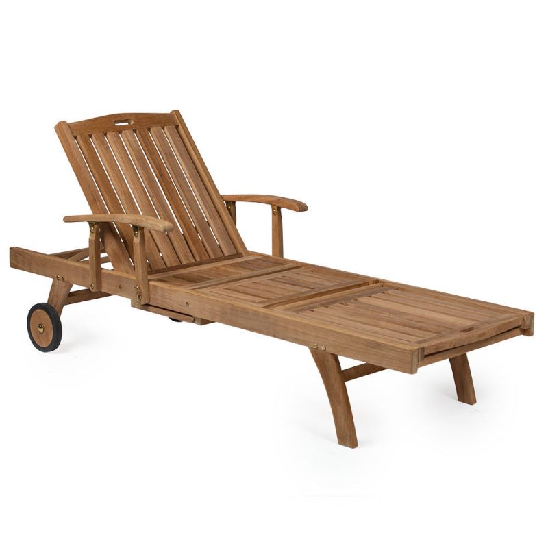 Hawthorne Grade A Teak Reclining Lounger with Optional Armrests | With Armrests