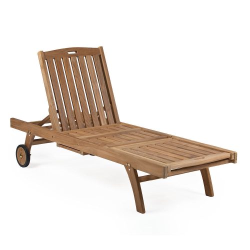 Hawthorne Grade A Teak Reclining Lounger with Optional Armrests | No Armrests