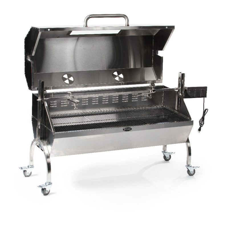 Scratch and Dent - 25W Stainless Steel Rotisserie Grill Roaster w/Glass Hood - FINAL SALE